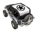 Sun Shade for Jeep Wrangler JK 2-Door by SpiderWebShade; white printed top with black star logo