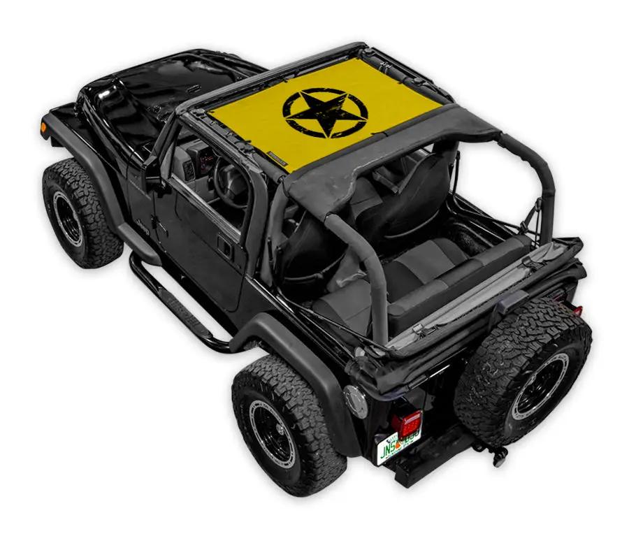 Sun shade for Jeep Wrangler TJ, SPIDERWEBSHADE, yellow star-print top