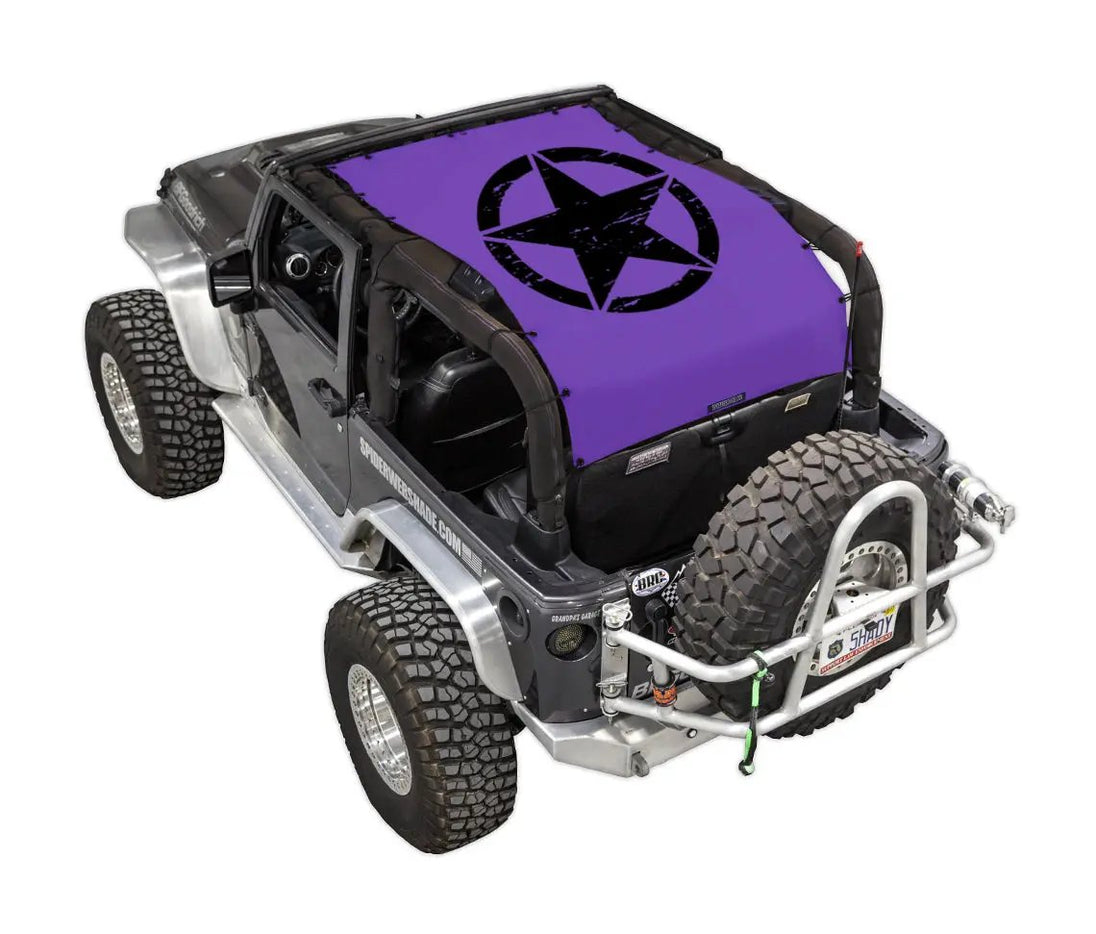 Sun shade top SPIDERWEBSHADE for Jeep Wrangler JK 2-Door, purple star print