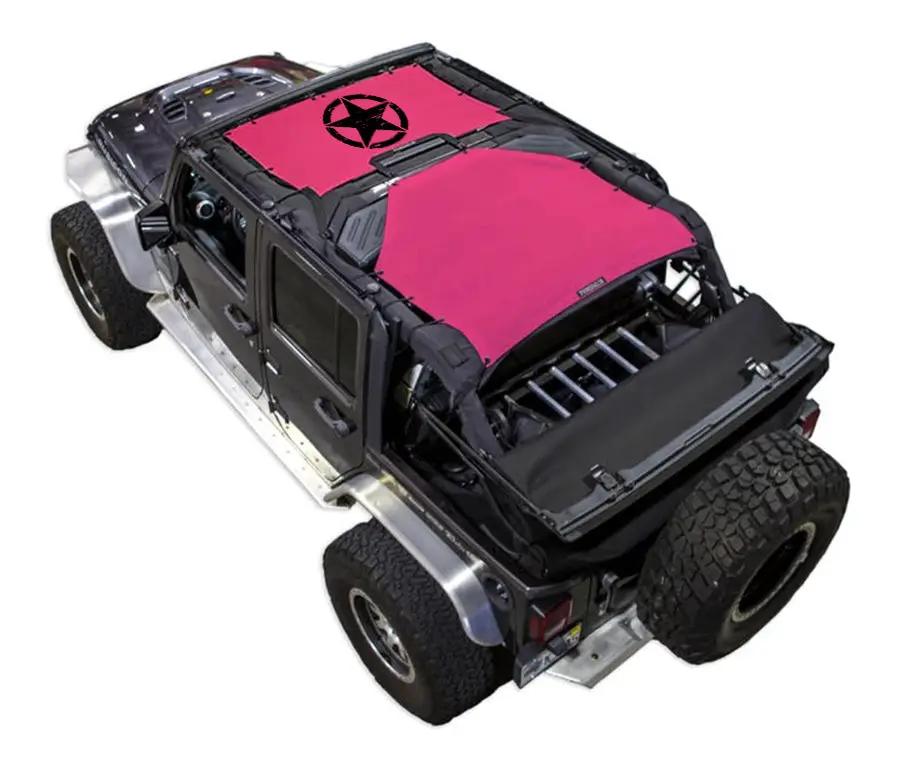 Sun shade for Jeep Wrangler JKU 4-Door by SpiderWebShade, pink printed top