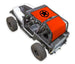 Sun shade for Jeep Wrangler YJ (1987-1996) by SpiderWebShade; bright orange panels with black star logo on top