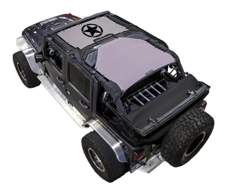 Sun shade for Jeep Wrangler JKU 4-Door by SPIDERWEBSHADE, gray stock printed shade top