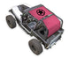 Sun Shade for Jeep Wrangler YJ by SPIDERWEBSHADE; pink printed shade top with black star logo