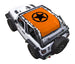 Sun shade SPIDERWEBSHADE for Jeep Wrangler JL 2-Door, orange stock-printed top with black star logo