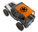 Sun shade for Jeep Wrangler YJ 1987–1996 by SPIDERWEBSHADE, orange with black star logo