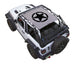 SpiderWebShade sun shade for Jeep Wrangler JL 2-Door; gray printed top with black star emblem