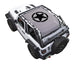 Sun shade for Jeep Wrangler JL 2-Door by SpiderWebShade; gray printed top with black star logo