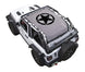 Sun shade for Jeep Wrangler JL 2-Door by SpiderWebShade; gray printed top with black star logo