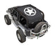 Sun shade for Jeep Wrangler JK 2-Door by SpiderWebShade, black stock printed top with white star logo