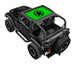 Sun shade for Jeep Wrangler TJ by SpiderWebShade; bright green stock printed top with black star
