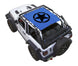 Sun Shade by SpiderWebShade for Jeep Wrangler JL 2-Door stock-printed top; blue shade with black star logo