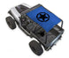 Sun Shade for Jeep Wrangler YJ by SPIDERWEBSHADE; blue printed top with star logo for 1987–1996 Jeeps