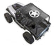 Sun shade SpiderWebShade for Jeep Wrangler YJ (1987-1996); black mesh top with white star logo.