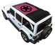 Sun shade for Jeep Wrangler JLU Sky One Touch Power Top by SpiderWebShade; pink panel with black star.