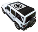SpiderWebShade sunshade for Jeep Wrangler JLU; white Jeep with star-printed stock shade top