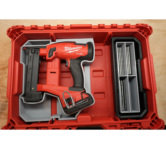 Packout Small Tool Box Insert for 18-Gauge Stapler MS18 TB, red Packout case with gray tray and Milwaukee tool