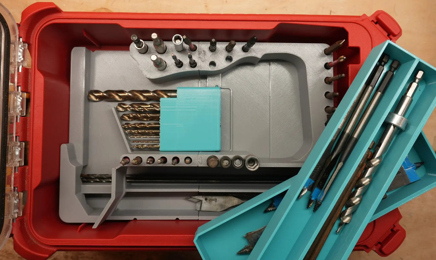 Packout Insert for Makita 18V Hammer Drill Mk18HD, 10-Spot Tools tool organizer in red case