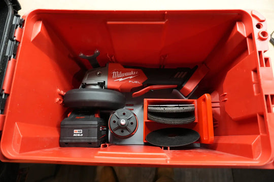 Packout Ammo Can Insert MAG2880 AC Milwaukee M18 FUEL 4-1/2in Grinder inside red toolbox