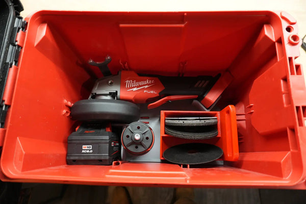 Packout Ammo Can Insert MAG2880 AC Milwaukee M18 FUEL 4-1/2in Grinder inside red toolbox