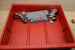 Packout Drawer Inserts for ICON Large Combination Wrench Set, red toolbox interior with chrome wrenches organized in slots