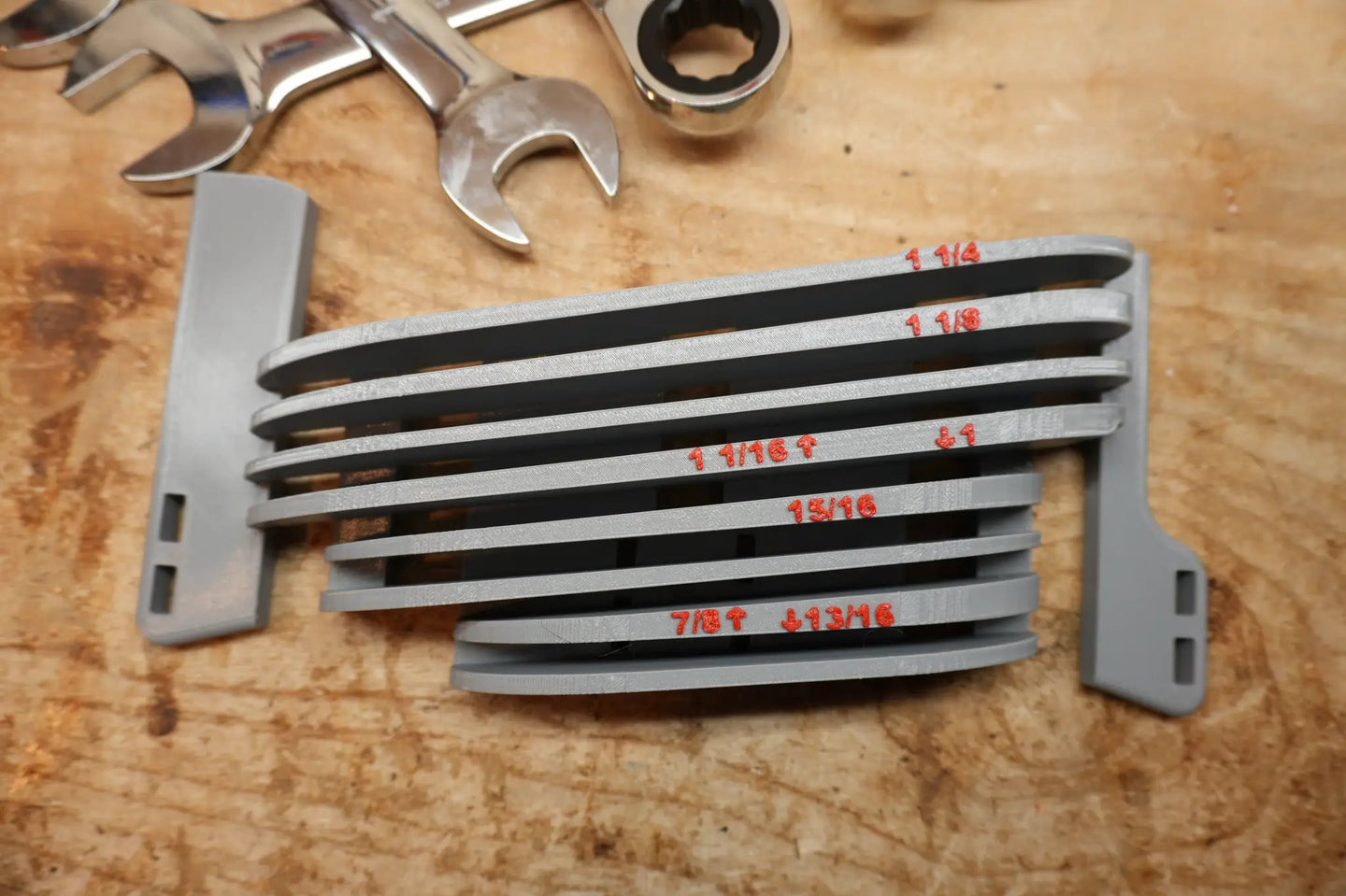 Packout Drawer Inserts for ICON Large Combination Wrench Set IRW-S D LF, gray plastic with red size labels