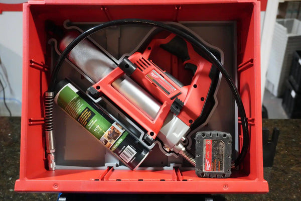 Packout Drawer Insert for Milwaukee M12 Grease Gun MGG D in red Packout case