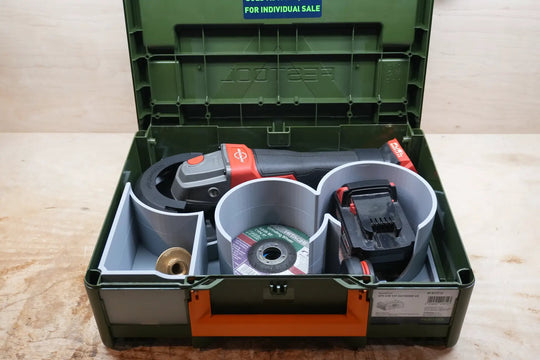 Systainer Insert for M18 Angle Grinder 2880 SYS-MAG2880 10-Spot Tools - green case with grey interior dividers