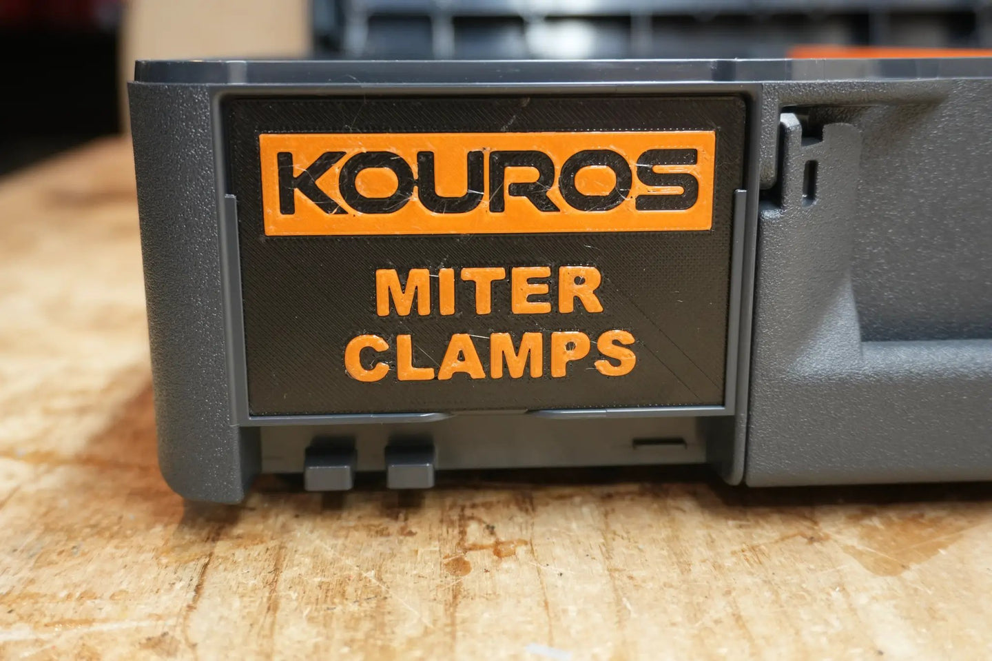 Kouros Miter Clamps Systainer Insert SYS-KMC black tool organizer with orange Kouros logo by 10-Spot Tools