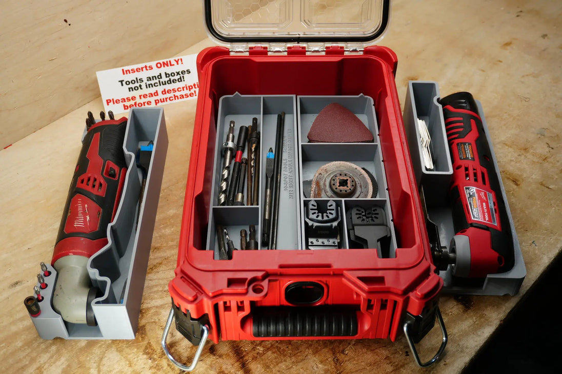 Packout SideCar Insert for M12 Right Angle Impact Driver, red case with grey divider trays