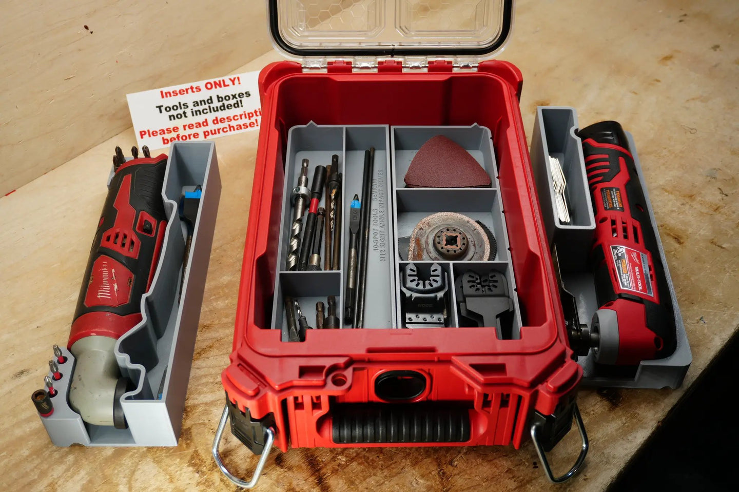 Packout SideCar Insert for M12 Right Angle Impact Driver, red case with grey divider trays