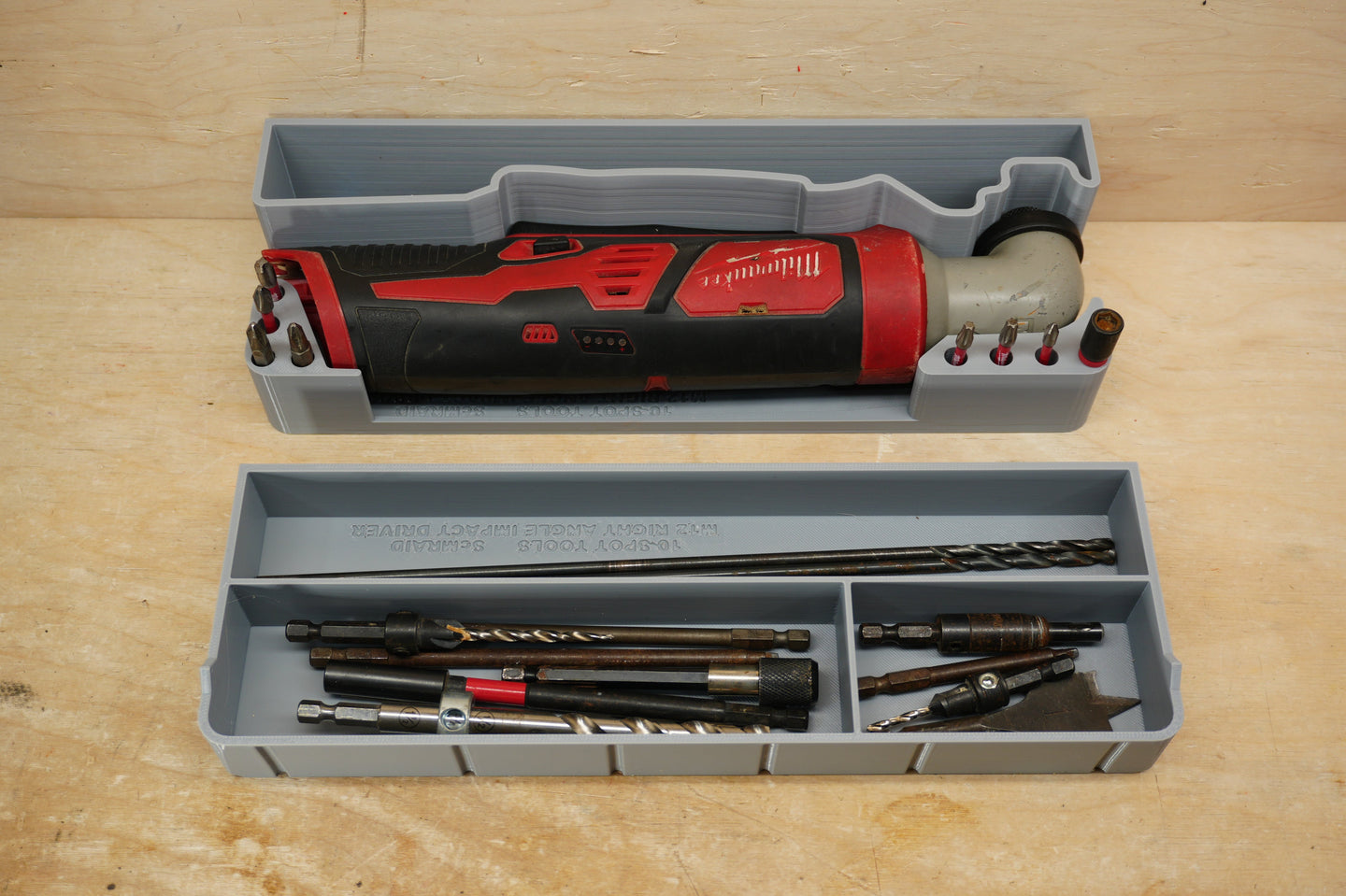 10-Spot Tools SideCar Inserts for Packout Organizer Boxes, gray plastic with built-in bit holders