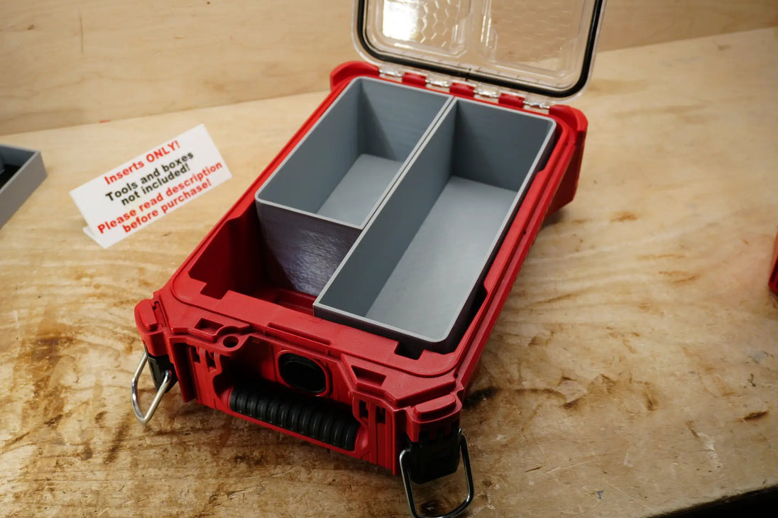 Packout SideCar Flex Bin Inserts (ScEB) 10-Spot Tools red case with two gray bins