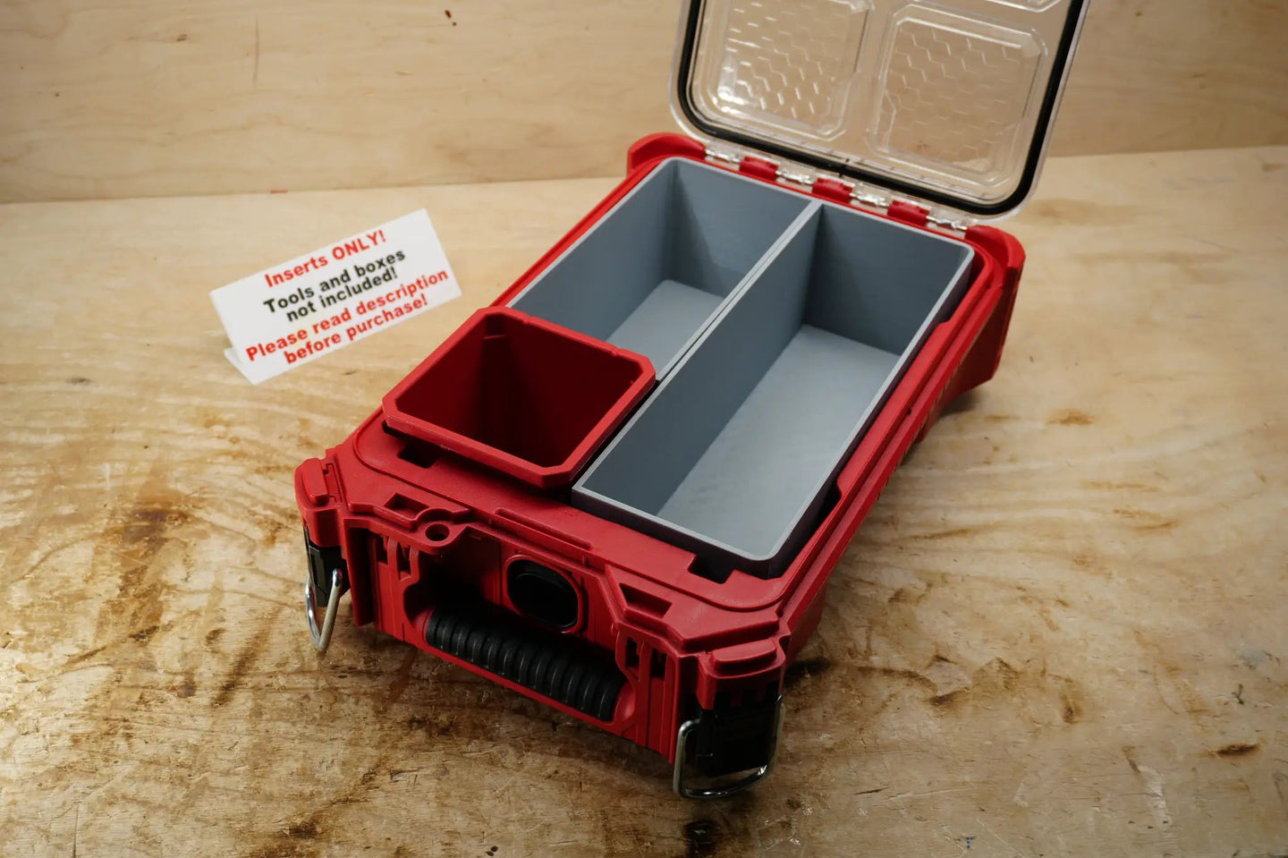 Packout SideCar Flex Bin Inserts ScEB 10-Spot Tools red inner bin with two gray bins