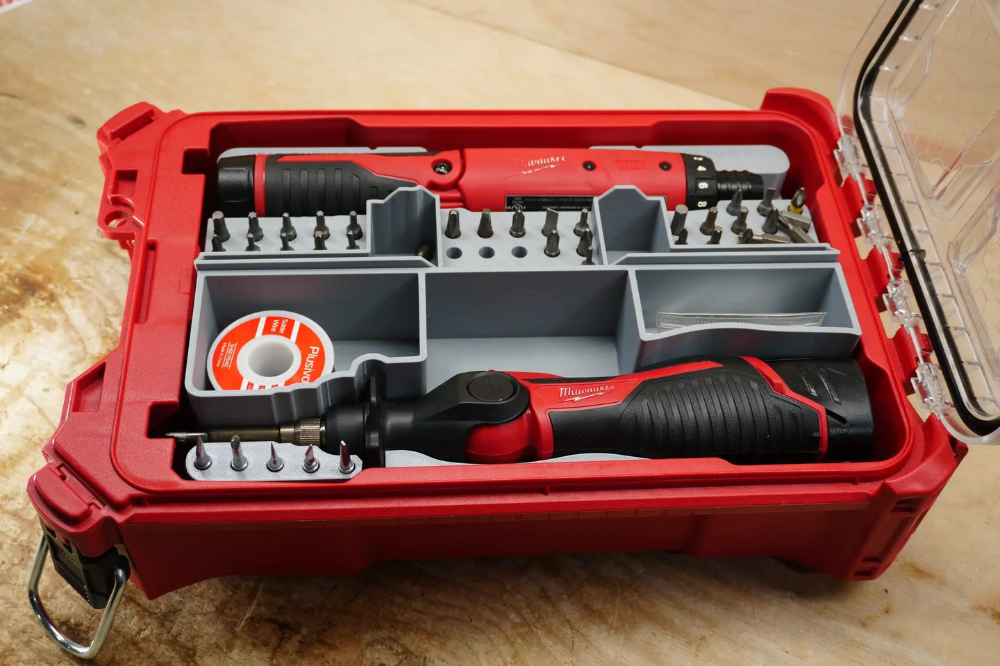 Packout SideCar Insert for M4 Screwdriver ScM4SD; gray tool organizer within Milwaukee Packout case