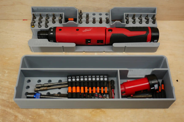 Packout SideCar Insert for M4 Screwdriver ScM4SD by 10-Spot Tools, gray plastic tool box insert with bit trays