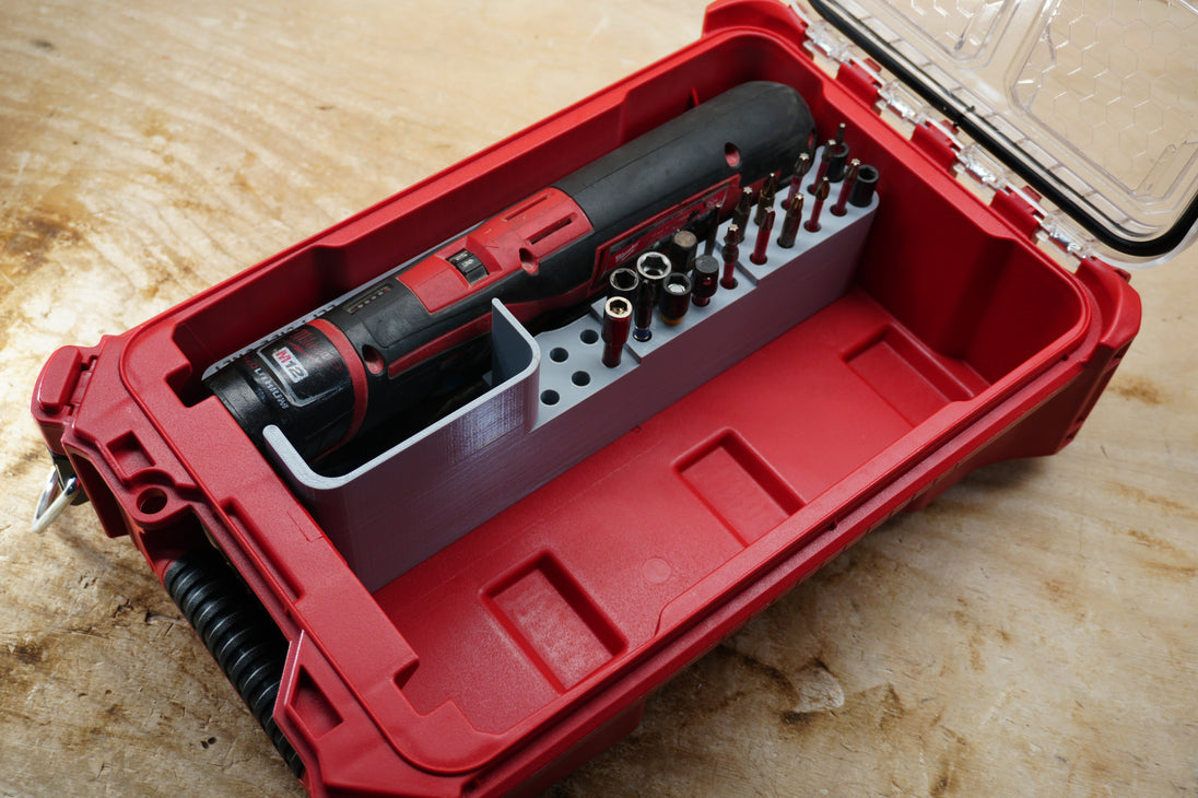 Packout SideCar Insert for M12 Right Angle Drill ScMRAD gray - 10-Spot Tools tool organizer with drill and bit holder