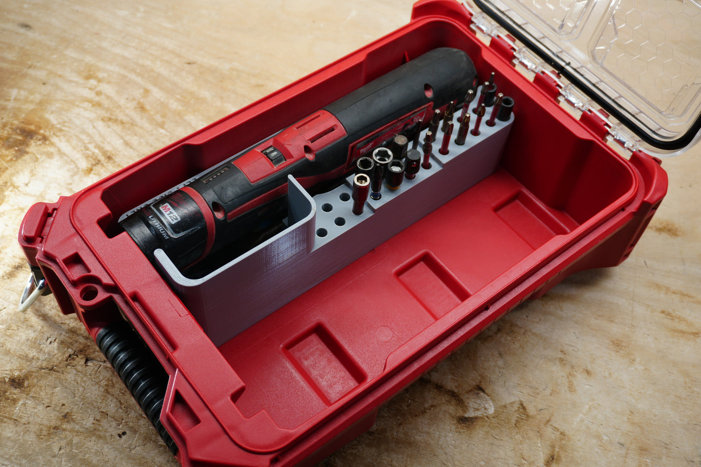 Packout SideCar Insert for M12 Right Angle Drill ScMRAD gray - 10-Spot Tools tool organizer with drill and bit holder