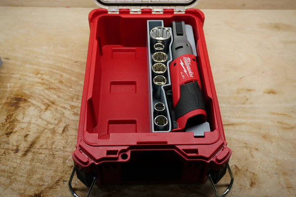 Packout SideCar Insert for M12 FUEL 1/2in Ratchet — Milwaukee Packout tool organizer with socket rail