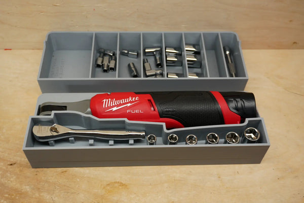 Packout SideCar Insert for Milwaukee M12 FUEL 1/4in High Speed Ratchet, tool box insert with sockets and bits