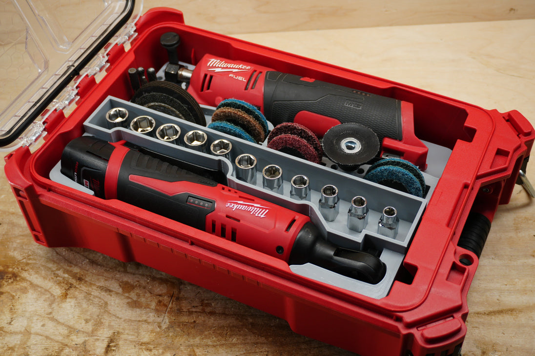 SideCar Inserts for Packout Organizer Boxes 10-Spot Tools, tool organizer with sockets and discs in red case