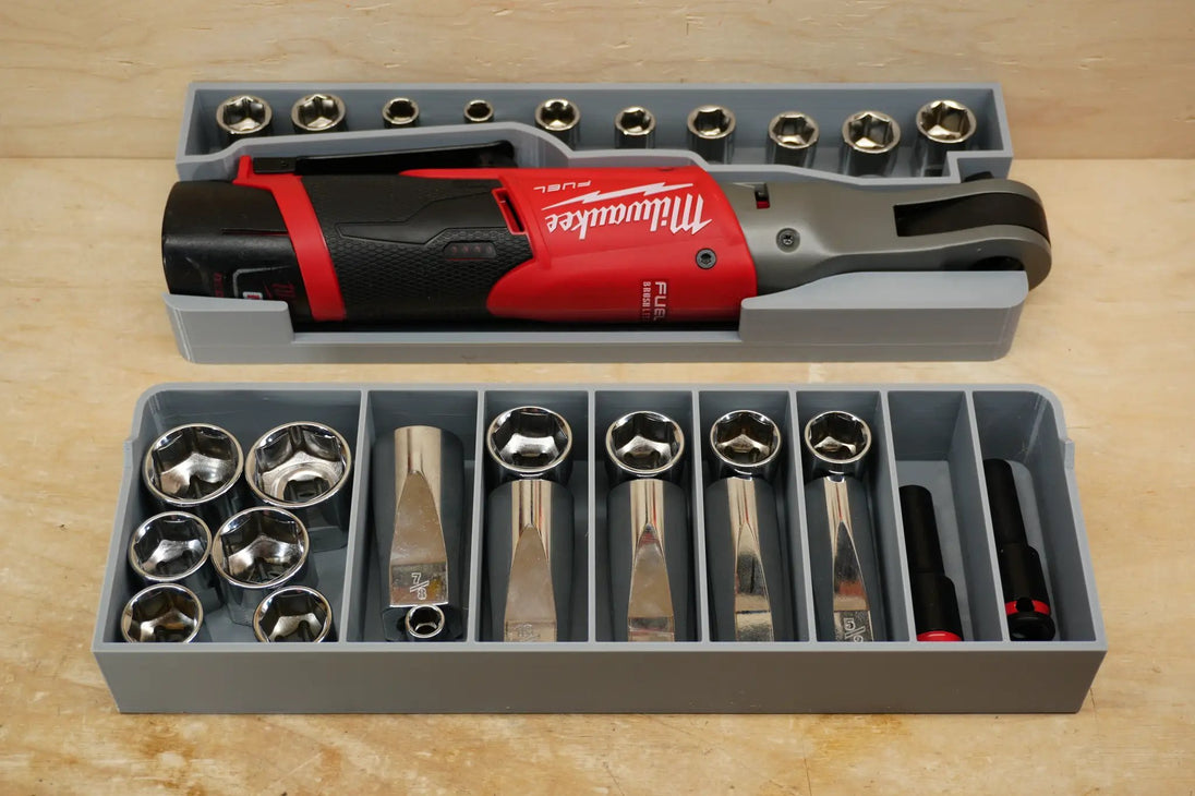 Packout SideCar Insert for Milwaukee M12 FUEL 3/8 in High Speed Ratchet, gray tool box insert 10-Spot Tools
