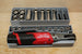 Packout SideCar Insert for M12 FUEL 3/8 in Ratchet, gray tool organizer with chrome sockets; Milwaukee M12 tool visible