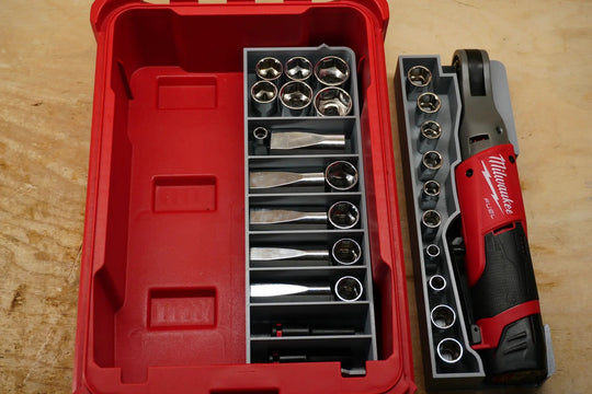 Packout SideCar Insert for M12 FUEL 3/8-in High Speed Ratchet, gray tool box insert by 10-Spot Tools