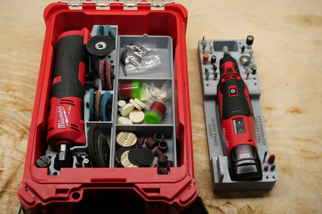 Packout SideCar Insert for M12 Brushless Rotary Tool ScMBRT – 10-Spot Tools gray tool organizer insert with compartments