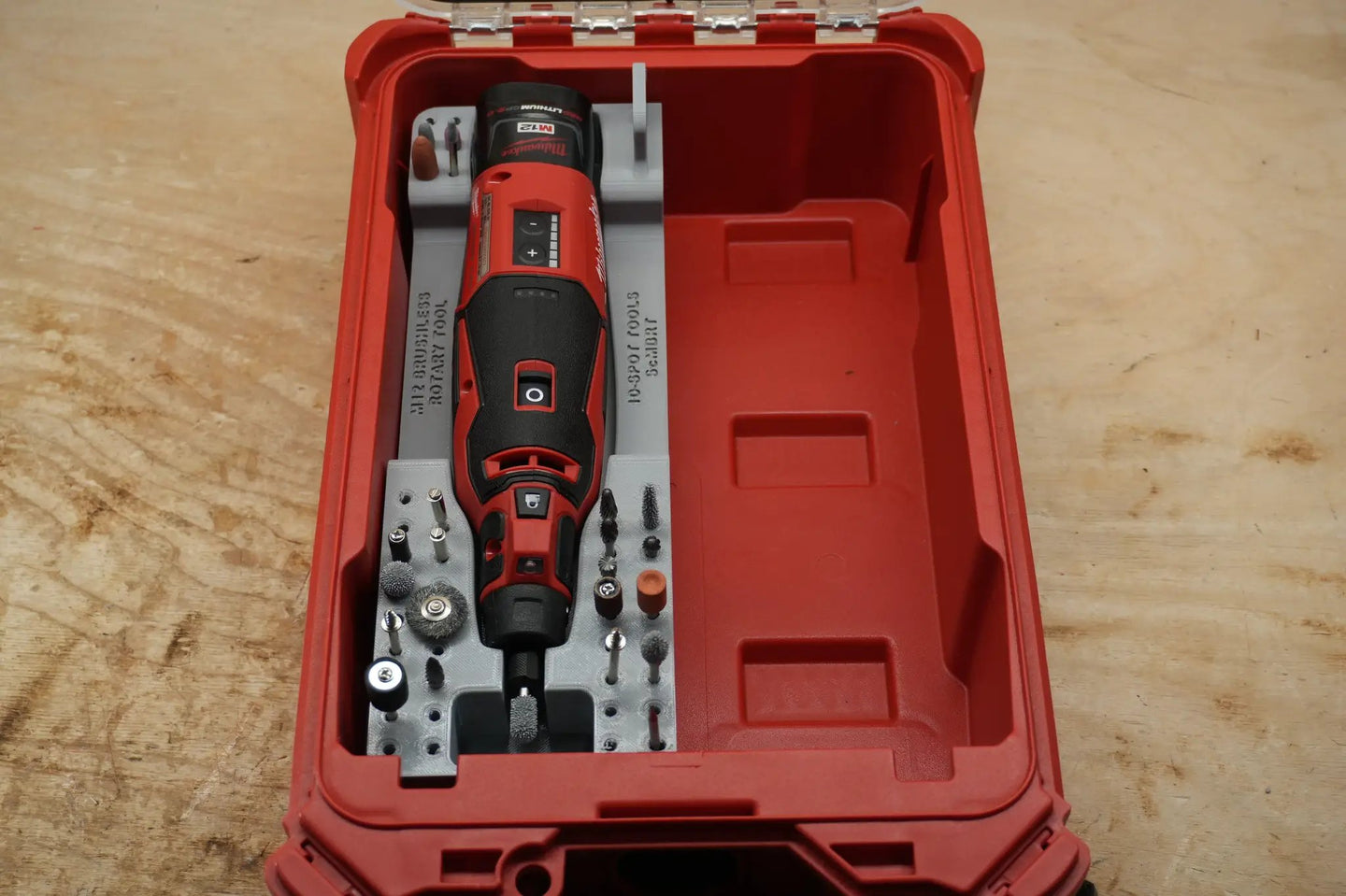 Packout SideCar Insert for M12 Brushless Rotary Tool by 10-Spot Tools, red tool organizer in Packout case