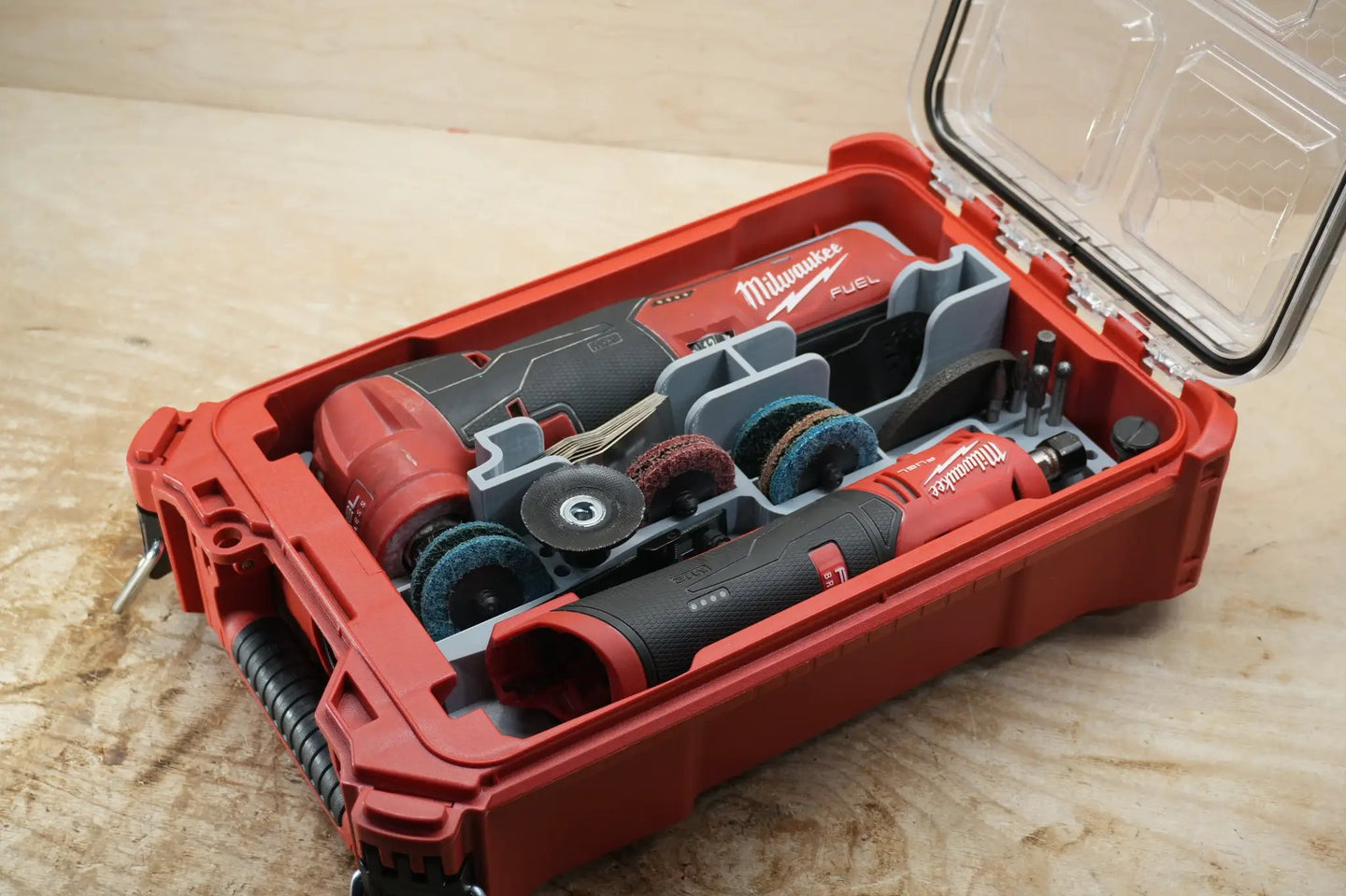 Packout SideCar Insert for M12 FUEL Multi Tool (ScMFMT) 10-Spot Tools red Packout case with Milwaukee M12 FUEL tool