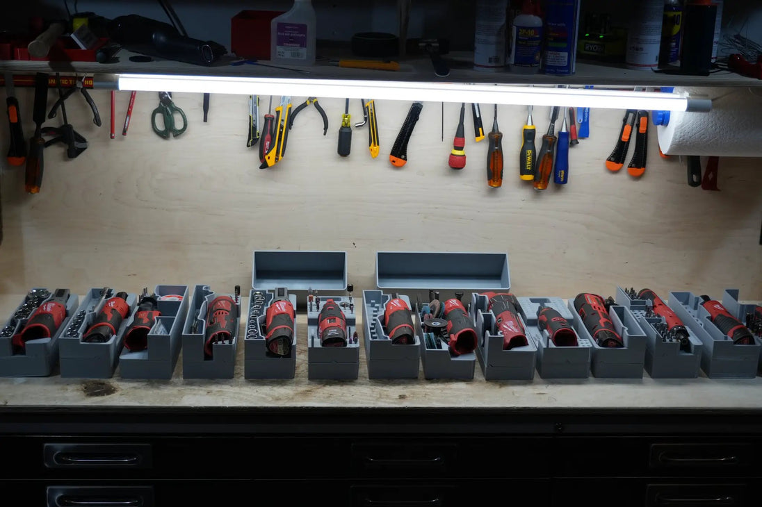 Packout SideCar Insert for M12 FUEL Multi Tool (ScMFMT) by 10-Spot Tools, gray tool box insert with multiple trays