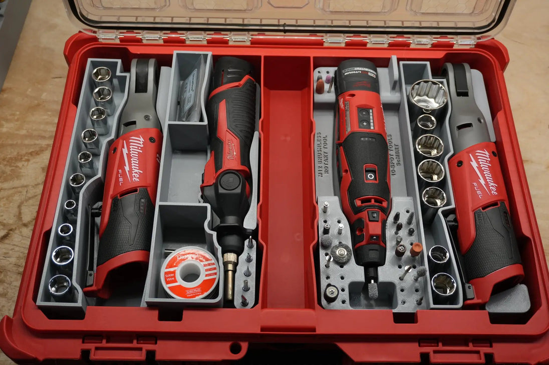 Packout SideCar Insert for M12 Soldering Iron Milwaukee tools in red Packout case with grey dividers