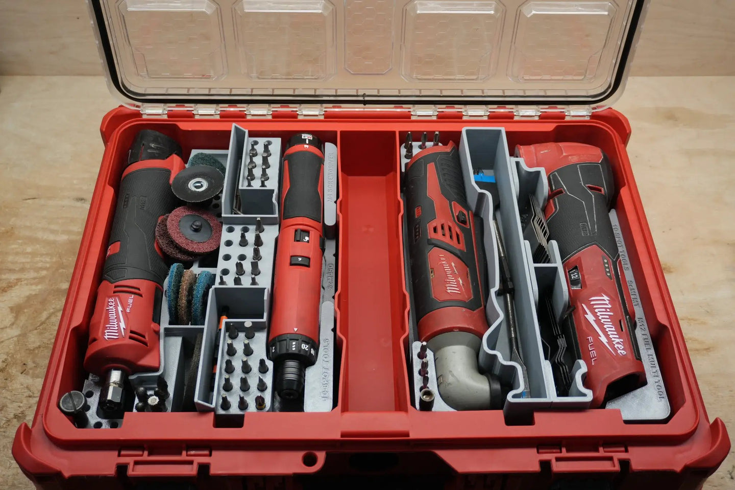 Packout SideCar Insert for M12 FUEL Straight Die Grinder ScMSDG - gray tool organizer insert in Milwaukee Packout case