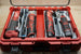 Packout SideCar Insert for M12 Rotary Tool, 10-Spot Tools organizer in red Packout case with two Milwaukee M12 drills